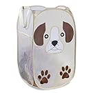 Handy Laundry Collapsible Mesh Pop-Up Hamper with Wide Opening and Side Pocket – Breathable, Sturdy, Foldable, Space-Saving Design (Puppy)