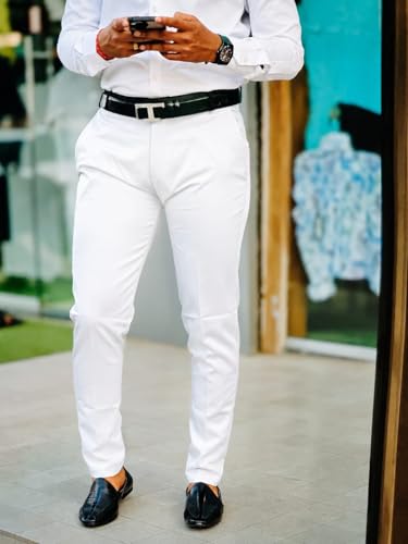 Image of Mens Solid Polyester Twill Slim Fit Formal Pants | Lightweight and Breathable Fabric | Flat Front Design | Ideal for Office, Travel & Semi-Formal Occasion