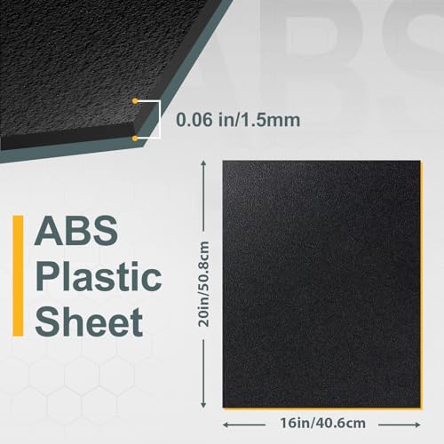 Image of Plastic Sheet 16 inch x 20 inch x 0.06 inch, Black PVC Board Flexible Moldable Impact Strength and High Tensile 1 /16 inch Thick (1.5mm) for Crafts Materials Home Decor and Handicrafts, Abs Plastic Sheets 6 Pack
