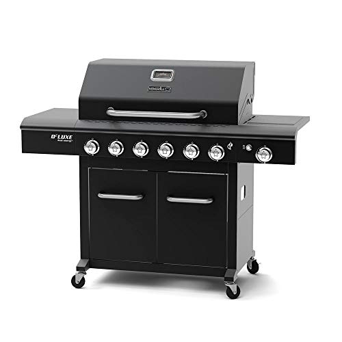 Deluxe 6-Burner Propane Gas Grill In Black With Side Burner #TOP2