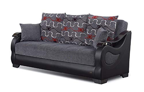 BEYAN Arizona Collection Upholstered Convertible Folding Sofa Bed with Storage Space Includes 2