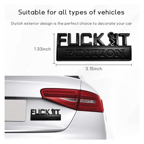 Image of Dickno Fuck It Edition Emblem for Car, Auto Fender Bumper Decoration Stickers, Vehicle 3D Side Fender Rear Trunk Decal Badge, Universal Exterior Accessories for Car Truck SUV (Black)