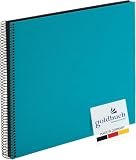 goldbuch Álbum de Fotos en Espiral Bella Vista 25963, álbum de Fotos de 35 x 30 cm, 40 páginas Negras, álbum de Recuerdos de Lino, álbum de Fotos para Pegar Fotos y Fotos, Color Turquesa
