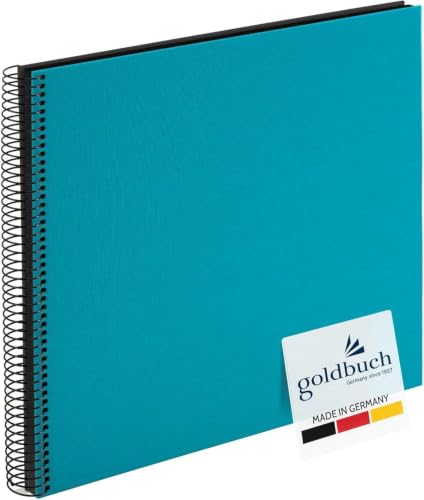 goldbuch Álbum de Fotos en Espiral Bella Vista 25963, álbum de Fotos de 35 x 30 cm, 40 páginas Negras, álbum de Recuerdos de Lino, álbum de Fotos para Pegar Fotos y Fotos, Color Turquesa