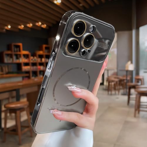 Coque magnétique titane iPhone 15 noir mat protection objectif totale