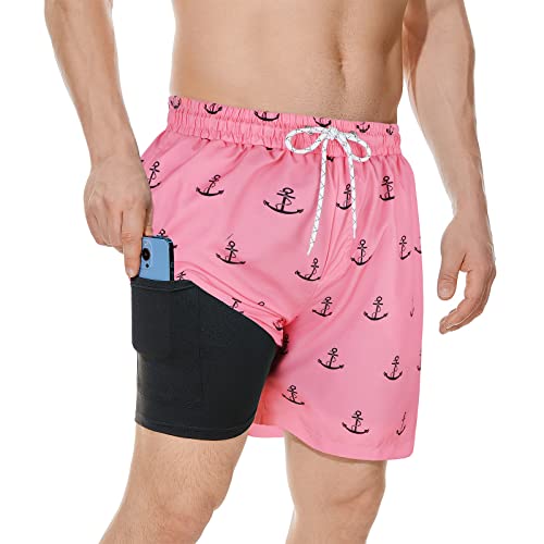 American Trends Mens Swim Trunks Compression Lined Swim Shorts for Outdoor Bathing Suit Shorts