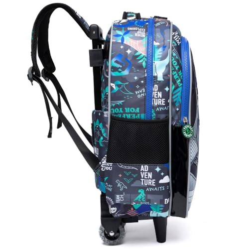Kit Mochila De Rodinha Com Estojo E Lancheira Térmica Bolsa Infantil Escolar (Dinossauro)