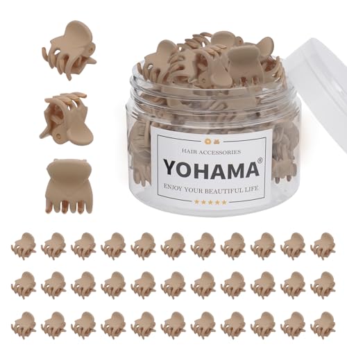YOHAMA 36Pcs Khaki Mini Hair Claw Clips for Women&Girls, Strong Bangs Clips
