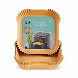 G4GADGET 40 Pack Air Fryer Liners Square 20x20cm, Disposable Parchment Paper Liners for Ninja Dual Air Fryer, Non-Stick, Oil-Proof, Food Grade Airfryer Accessories for Baking & Cooking