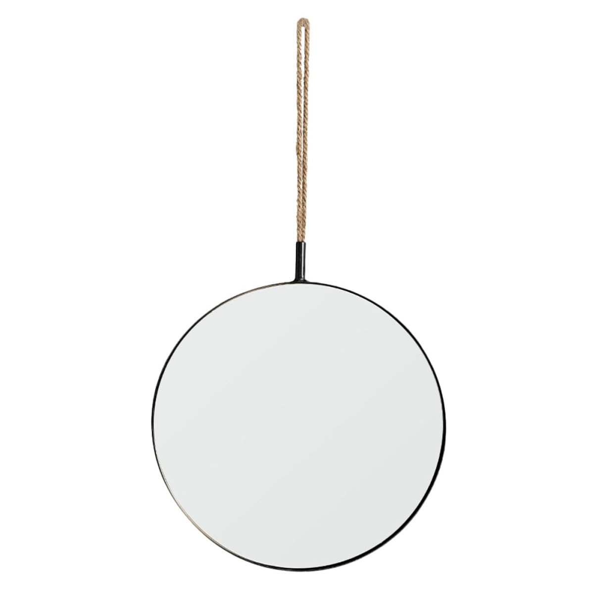 Miroir suspendu rond noir avec corde en métal GALPADA pour maquillage de salle de bain