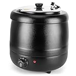 10.5QT Soup Warmers Commercial Soup Kettle with Stainless Steel Hinged Lid and Detachable Insert Pot, Electric Soup Pot for Restaurants and Party, Home, Catering (Black)