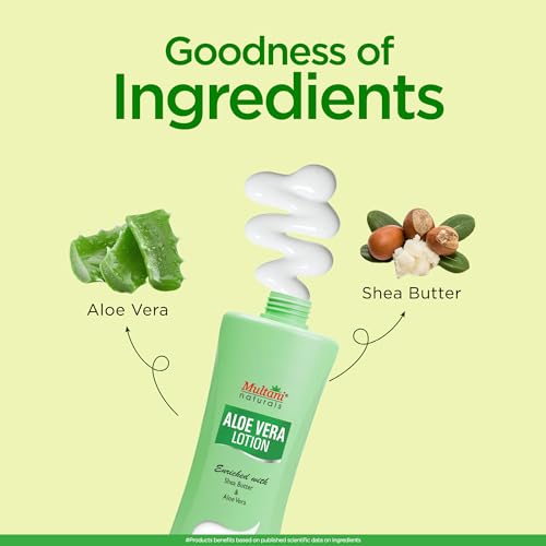 Image of Multani Natural Aloe Vera Body Lotion (400ml) | with Deep Moisture | Moisturizer For Normal, Dry, Combination & Sensitive Skin | Moisturising Body Lotion for Women & Men | Hydrating & Refreshing | Helps in Dryness Reduction & Softens The Skin