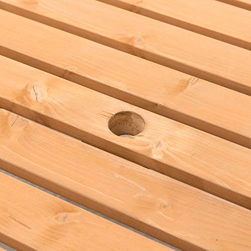 Gardenised Wooden Outdoor Patio Garden Round Picnic Table With Bench, 8 Person-Stained #TOP4