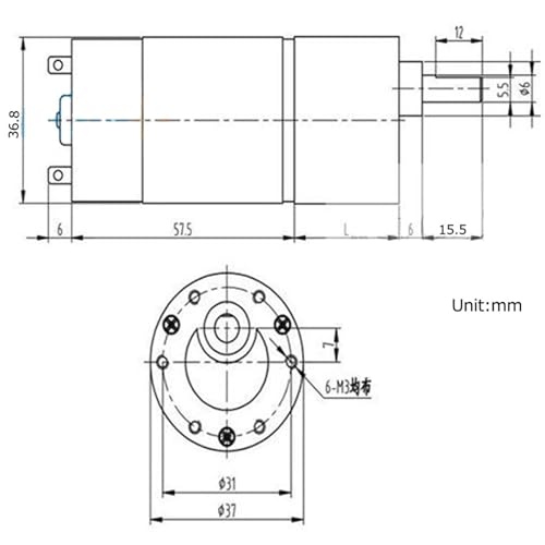 Motor JGB37-555B con placa de codificación micro motor CC de 12V y 8rpm 5