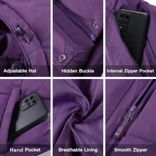 CAMLE CROWN Women's Puffer Jacket Coat Winter Warm Hooded Jacket Down Jacket Outerwear — view 6