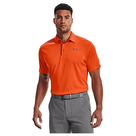 Under Armour mens Tech Golf Polo , Team Orange (800)/Graphite , Medium