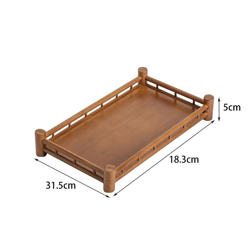 Bandeja para Servir Tazas de té, Bandeja de Almacenamiento para Juegos de té, Bandeja de Madera para Escritorio, Bandeja Rectangular Grande para Servir té, bandejas para Comer en el Regazo (L)