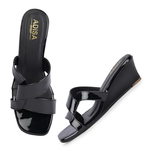 Image of Women Girls Comfortable Slip-On Glossy Sandals - Stylish All Day Comfort Ladies Footwear for Daily Wear