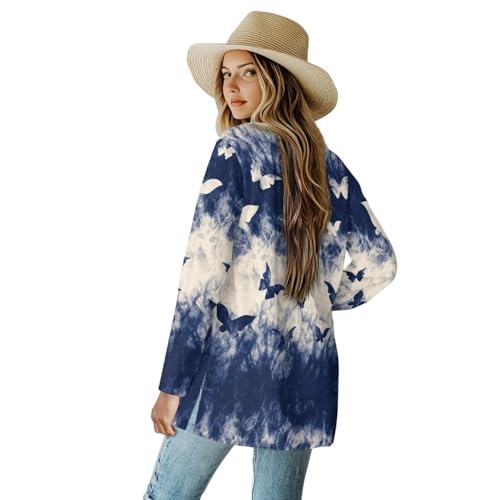 Jndtueit Blue Smoke Butterfly Women'S Cardigan Sweaters Open Front Long Sleeve Cardigan Dressy Casual Trendy Lightweight Jacket Coat Drape Dusters For Women thumb #1
