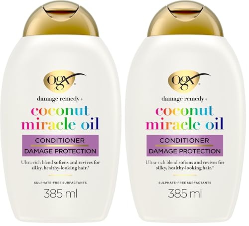 Image of OGX Coconut Miracle Oil Conditioner for Damaged Hair, 385 ml (Pack of 2)
