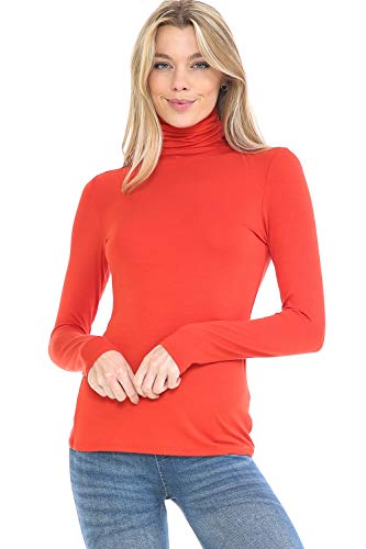 Image of Women's Lightweight Long Sleeve Turtleneck Top Pullover Sweater (S-3XL)
