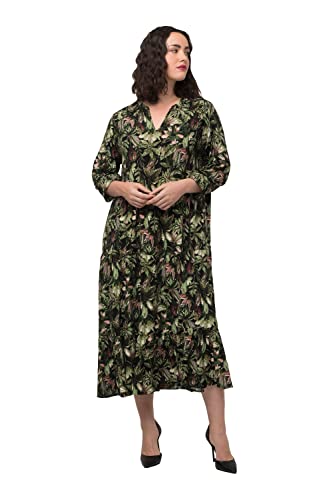 Ulla Popken Damen Kleider, Allover Print With Ruffle Details Kleid,...