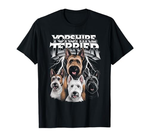 Mejor Yorkshire Terrier Dog Dad Heavy Metal Dog Mom Thunder Camiseta