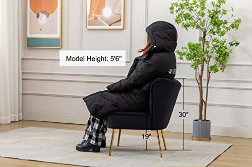 Cimota Velvet Black Accent Chairs Set Of 2 Modern Armless Slipper Chair Wingback Single Sofa Side Chair Comfy Corner Chair With Golden Legs For Living Room Bedroom #TOP4