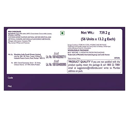 Image of Cadbury Dairy Milk Chocolate Bar, 12 Grams (Pack of 56)