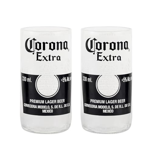 EXPENSIVE Corona Glasses Set Of 2,Drinking Juice, Whisky, Mocktail, Cocktails, Upcycled Eco-Friendly Glasses, 300 Ml