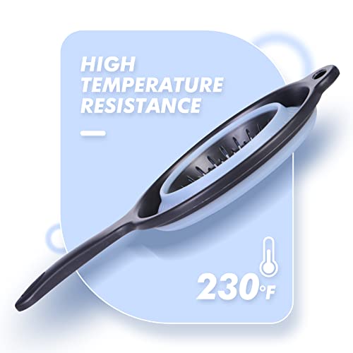 Pasutewel Professional Collapsible Silicone Colander With Handle, Kitchen Mate Pleated Strainer, 2 Quart With Sturdy Plastic Base For Rinse Or Drain Pasta, Vegetables And Fruit, (Blue) #TOP3