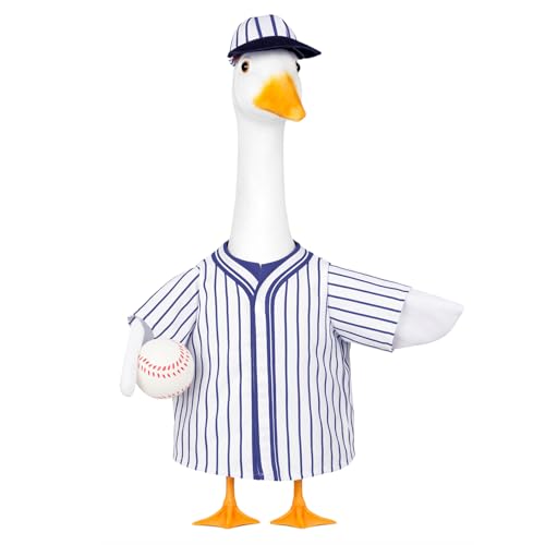 Vzuito Porch Goose Outfit 23" Baseball Goose Costume for Plastic Cement Goose Statue Outdoo Garden Yard Patio Lawn Decor