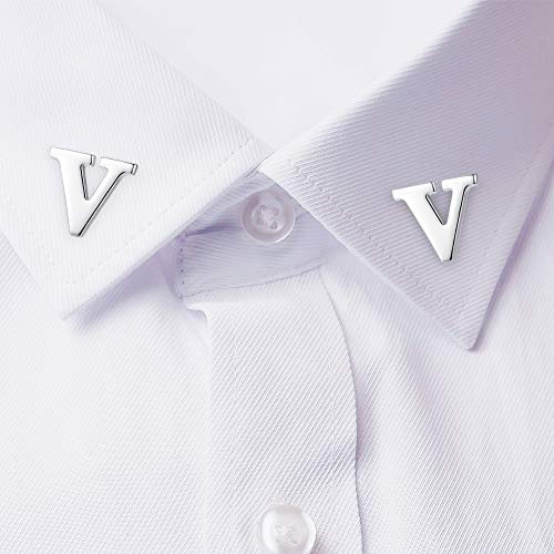 Image of HONEY BEAR Initial Alphabet Letter Lapel Pins Collar Badge Brooches for Mens /Womens Shirt Dress Decoration Silver