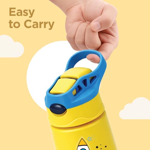 Image of Milton Insulated Spout Sipper Thermosteel Vacuum Insulated Water Bottle with Spout Lid and Straw, 300 ml, Easy Grip, Leak Proof, Hot & Cold, Bottle for Kids, School, Travel, ISI Certified, Yellow