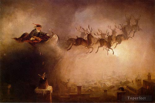 Peintures sur toile de Noël pour salon : le Père Noël de William Holbrook Beard fait main