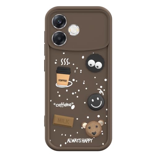 Image of Pikkme Back Cover for Oppo F33 Pro 5G | 3D Bear Silicone Cute & Fun Coffee Cartoon | Full Body Protection Bumper Case (Brown)