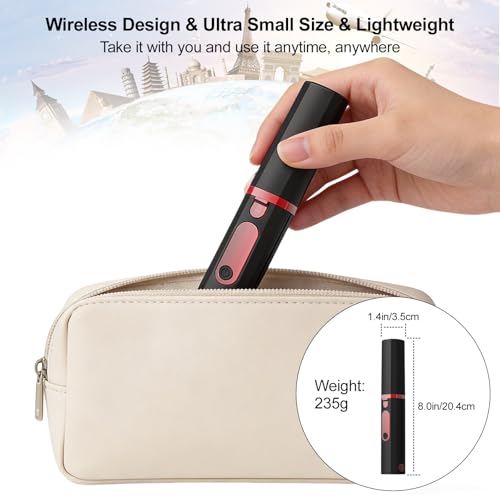 Portable Hair Straightener and Curler 2 in 1 Cordless Flat Iron Mini Cordless Hair Straightener with USB Charging Ceramic Curling Iron Cordless for Travel for Thin Hair, Bangs & Edges, Black — view 2