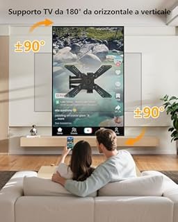 Supporto TV Parete Braccio Extra Lungo 850mm WHYFONE 180° Rotazione Supporto TV Monitor per LCD/LED da 32 a 75 Pollici, Braccio TVs Girevole Inclinazione Estensibile Fino a 50kg Max. VESA 600x400mm