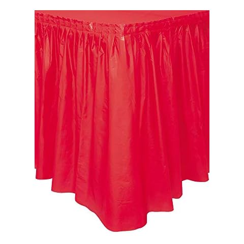 Unique- Falda de mesa de plástico rojo 420 cm Cover