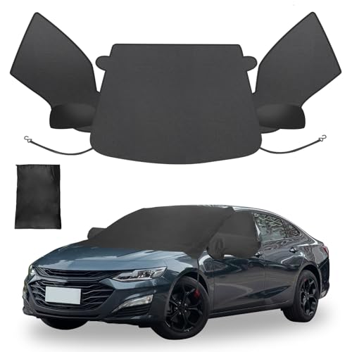 Image of Windshield Cover for Ice and Snow with Side Window and Rearview Mirror Covers,Compatible with Chevrolet /Chevy 600D Oxford Fabric Waterproof Frost Guard Protection Cover for Malibu 2016-2019