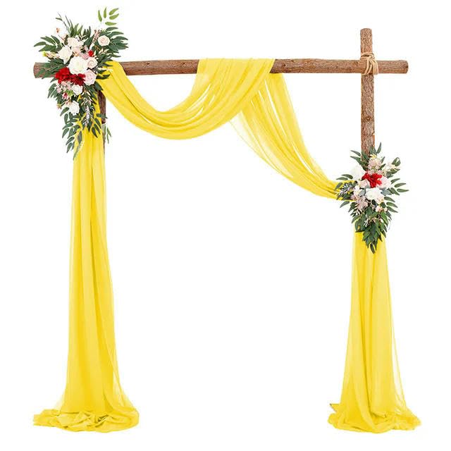 Hochzeitsbogen Stoff Hochzeit Decke Vorhänge Bogen Hintergrund Chiffon Stoff Gaze-Volant Vorhänge für Party Zeremonie Pograph Shooting Dekoration