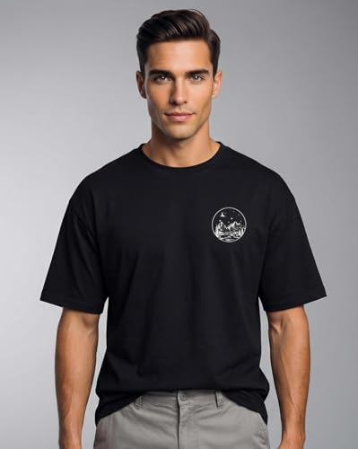 Image of Nobero Men's Oversized Graphic T-Shirt for Men | Soft Cotton | Drop Shoulder Relaxed Fit | Printed Casual Tshirt for Men