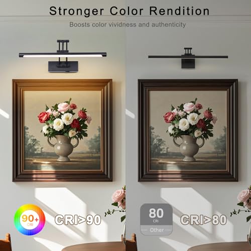 Luz de imagem operada por bateria com controle remoto de 40,6 cm, luz de arte de latão para pintura,