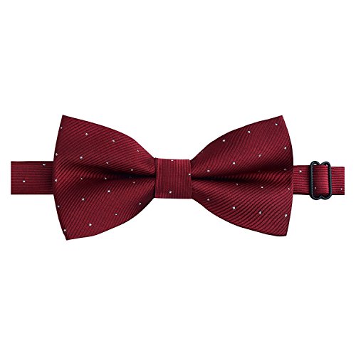 Alizeal Adjustable Neck Men's Pre-Tied Bow Ties With Silver Dots-Maroon #TOP2