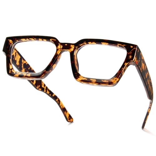 Image of Cyxus 99% Oversized Blue Light Blocking Glasses Women Men Chunky Rectangle Chic Preppy Frame Computer 8143