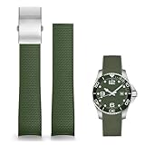FARDAS 21mm Rubber Watch Band for Longines Master/Conquest/HydroConquest, Soft Durable Replacement Strap with Deployment Clasp, Fits 41mm 43mm Dials (GREEN)