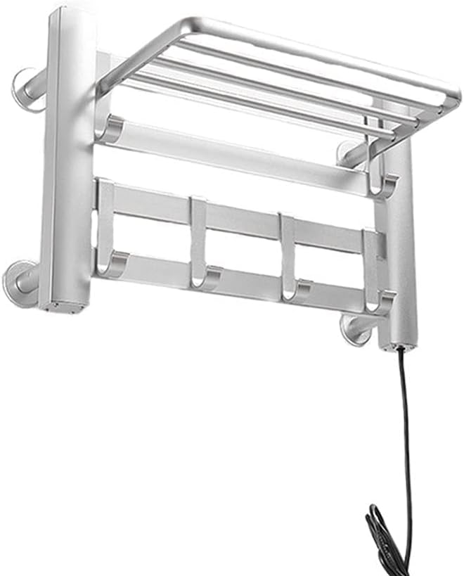 Towel Rack Bathroom Towel Drying Rack Freestanding 4-Bar Electric Heated Bath Towel Warmer Rack, Hardwired, Wallmountable, Plug in, 90W Easy to Install (Color : Silver)