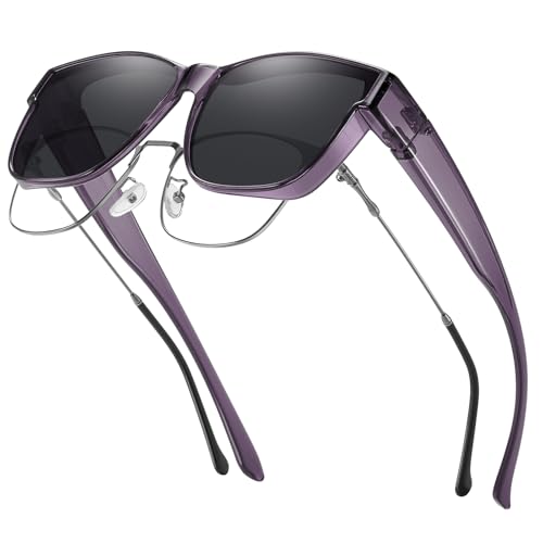 GEGURI Polarized Sunglasses Fit Over Glasses for Men Women, Oversized Square Sun Glasses UV400 Protection Shades
