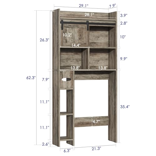 kepptory Over the Toilet Cabinet with Sliding Barn Door，Dark Grey by kepptory - Used condition - Image 2