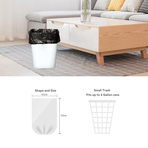 Image of WAIKAS 4 Gallon Trash Bag, Pack of 100, Multipurpose Small Garbage Bags for Home, Office, Yard - 43x50cm,3.37g /pcs, Unscented, Black